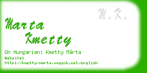 marta kmetty business card
